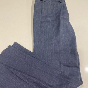 Ann Taylor Marisa Pants. Blue linen polyester blend trousers.